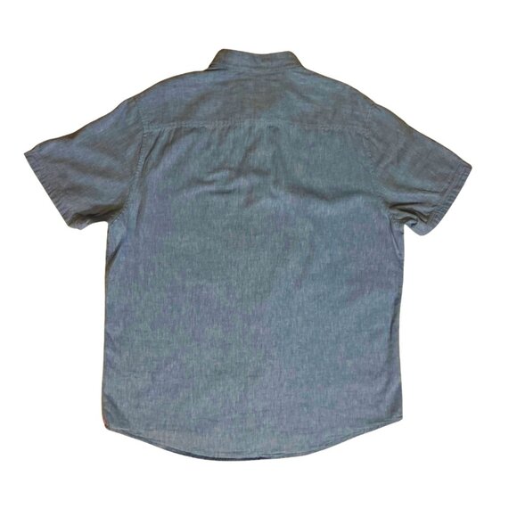 Report Collection Men's Shirt XL Linen Blend Button Down Short Sleeves Pink Trim - Picture 5 of 9